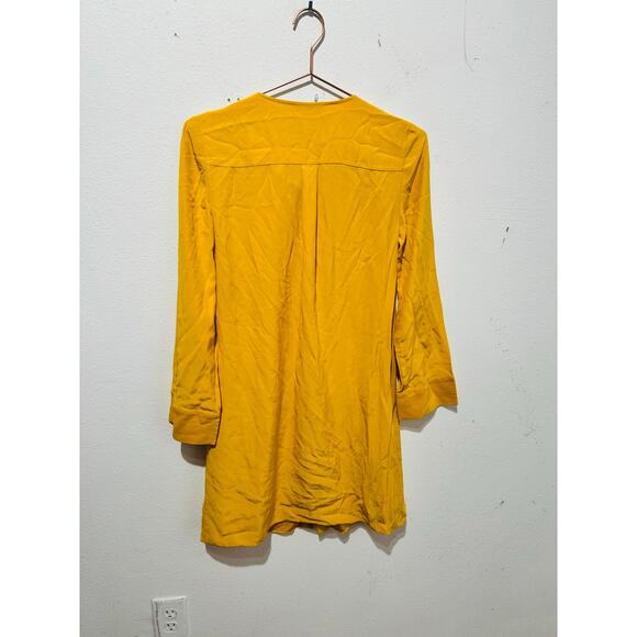 TORY BURCH Women's Yellow Golden 100% Silk Crew Neckline Sophia Dress Size 2 - Picture 4 of 11